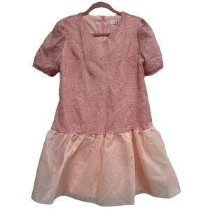 LIMI Give‎ You The Best Pink Peach Lined Dress Korea Textured Poly Skirt Party